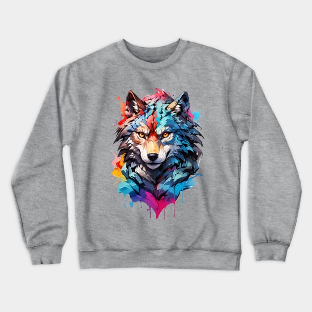 Colorful Wolf. Crewneck Sweatshirt by TaansCreation 